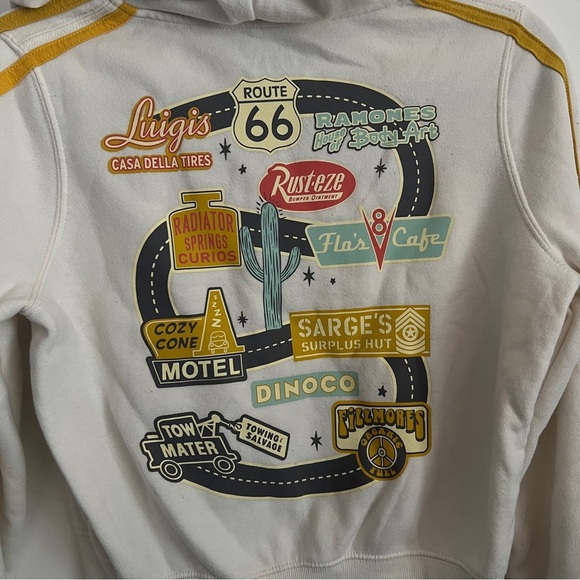 Disney Car’s Radiator Springs Zip Up Hoodie Cream-Girls Size Medium - Picture 5 of 8